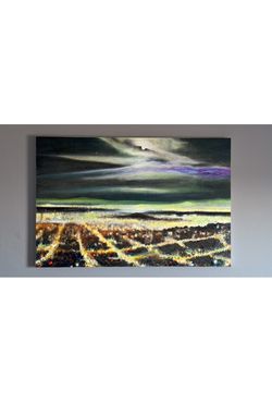 Original Acrylic Painting On Wood - San Francisco Moon Rise