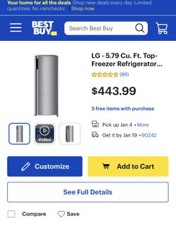Dorm Refrigerator LG 6.0 cu. ft. Single Door Refrigerator With Freezer