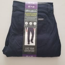 Eddie Bauer 40 X 32 Fleece-Lined Tech Pants Navy