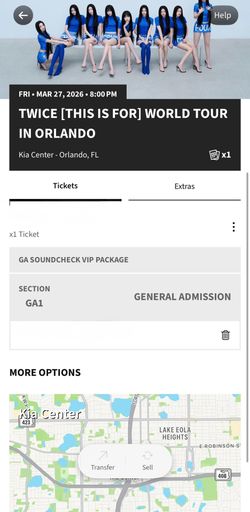 TWICE GENERAL ADMISSION PIT 1 TICKET SELLING