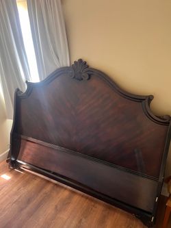 Antique king wood bed frame