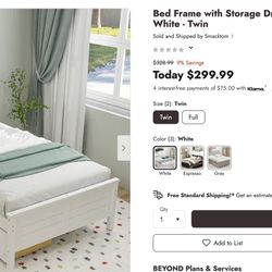 Solid Wood Twin Bed Frame + Memory Foam Mattress