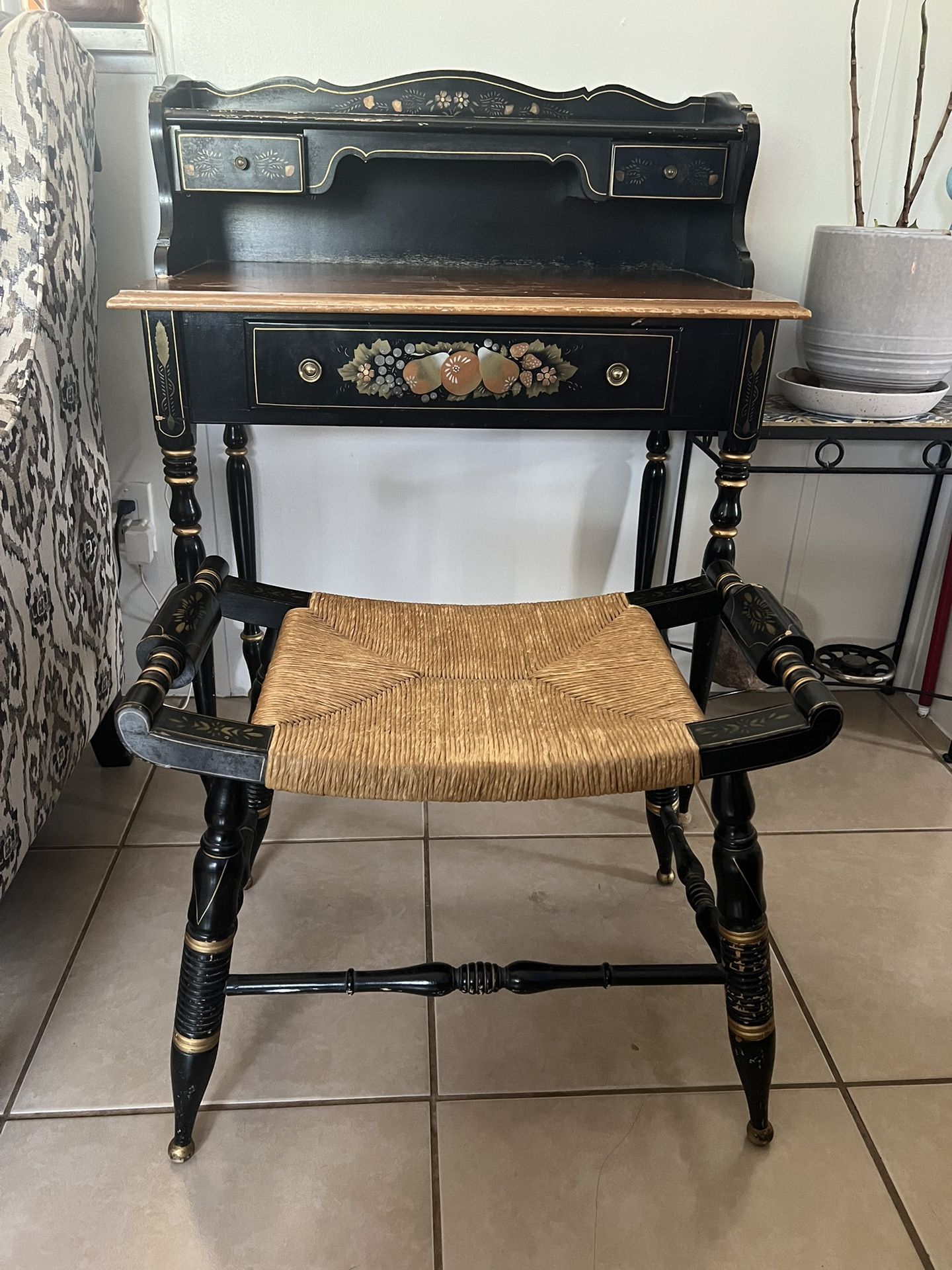 Ethan Allen Vintage Hitchcock Desk And Stool