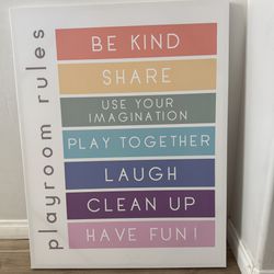 Canvas Wall Art - Playroom Rules 