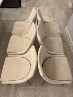 6 Cream velvet dining chairs
