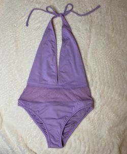 Feather II Lavender Mesh Cutout One-Piece Swimsuit Size S NWT
