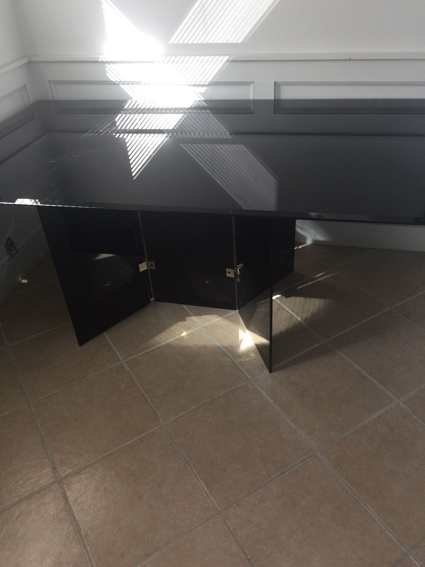 Black glass table