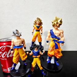 Set 4 Figuras Goku Evolution - Ultra Instinto, SSJ3, SSJ y Base - Con Soporte