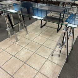 Glass Top Adjustable Writing Desk Clear And Chrome