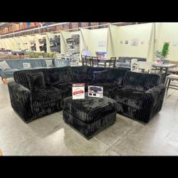 Brand New Sectional 4 Pcs Black Corduroy $559