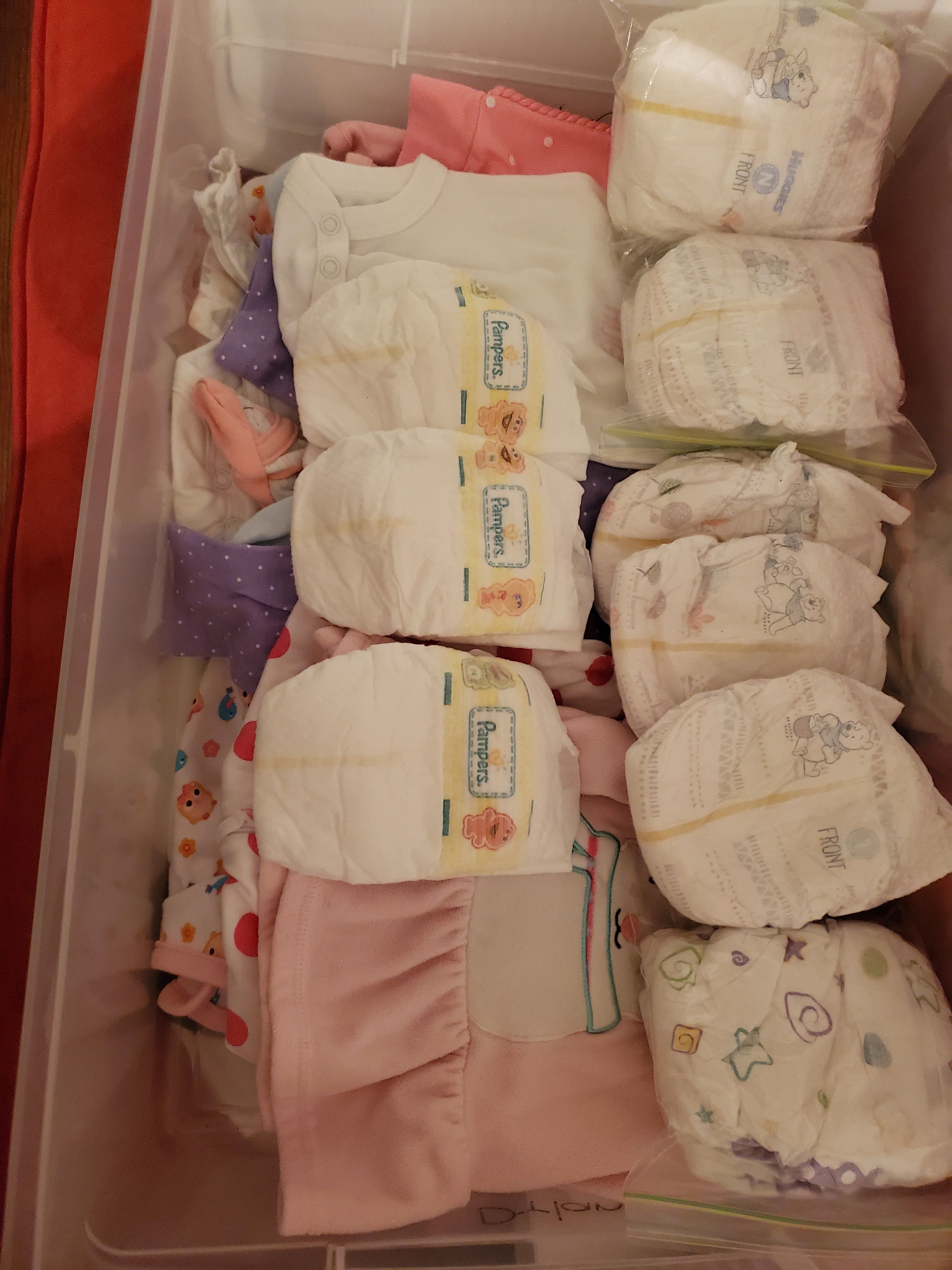 Newborn to 3 month baby girls clothes and diapers