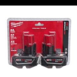 Milwaukee M12 48-11-2412 12 Volt 3.0 AH XC Red Lithium Batteries 2 Pack