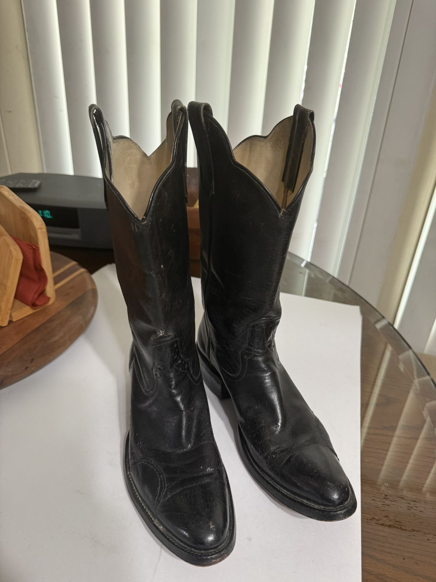 Men’s Vintage Black Leather Western Boots