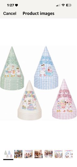 Happy Birthday Duck Party Cone Hats Set