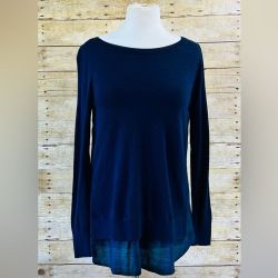 LOFT Women's Navy Blue Crew Neck Sweater, Size Small