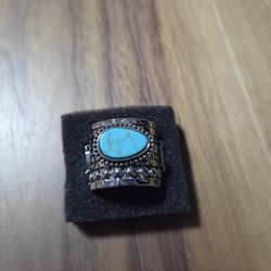 Cracked Blue And Silver Ring $5