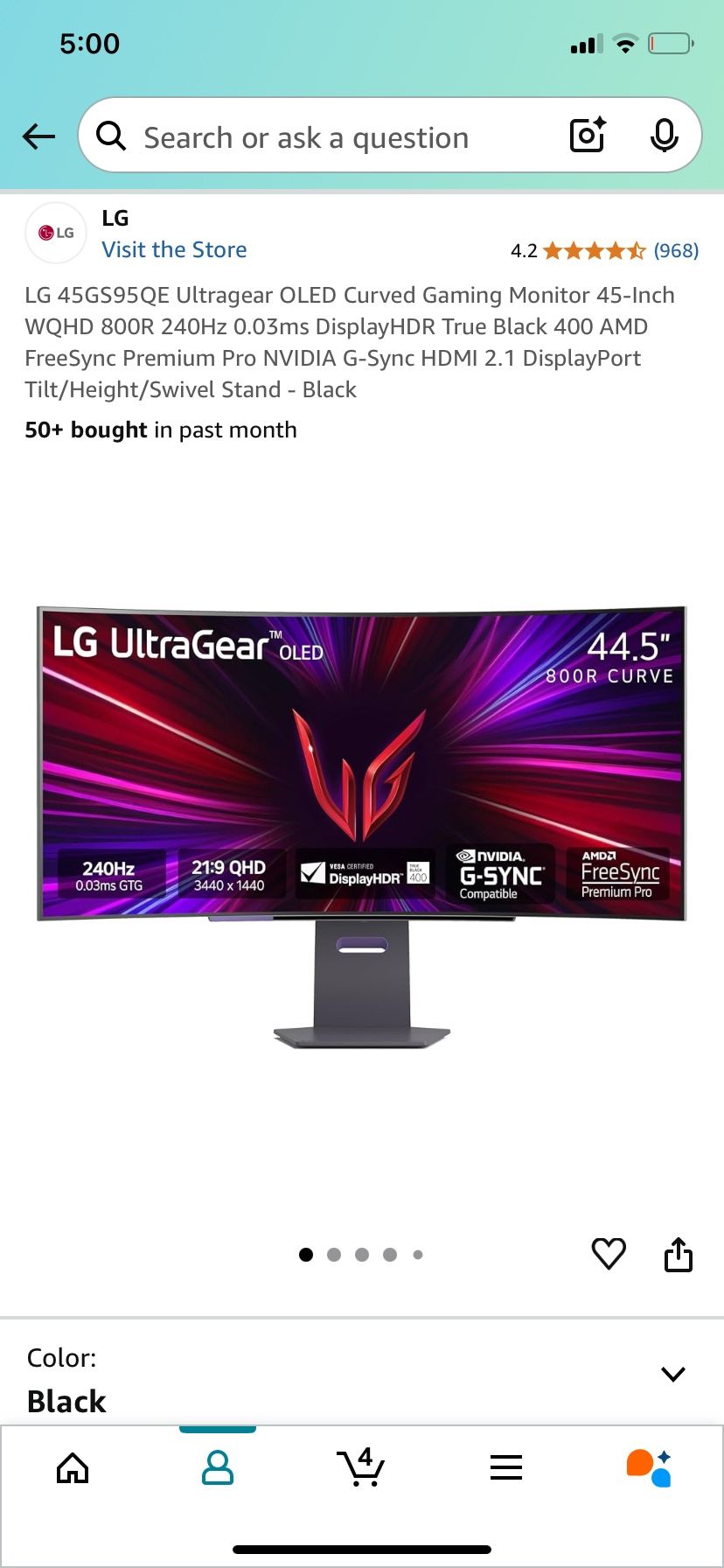 Lg 45gs95qe Gaming And Pc Monitor HDMI 2.1 Best For Ps5 Console