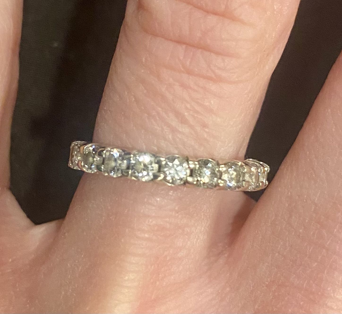 11 Diamond 14K White Gold Band Ring - Size 6.5