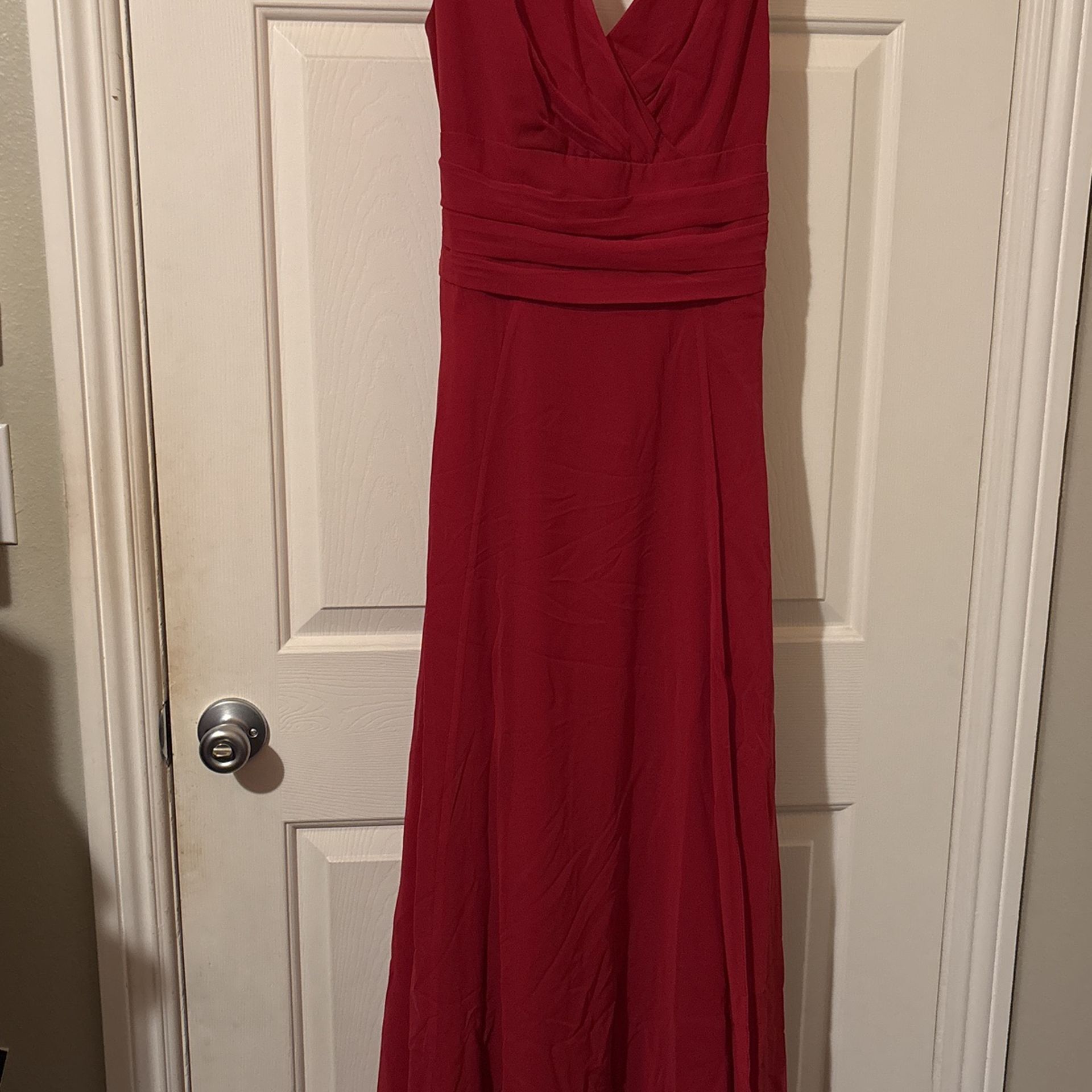 Apple Red Bridesmaid Long Chiffon Surplice Tank Dress -  wordpress2504942.home.pl
