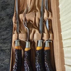 Vtg Carving Set with Bakelite Handles 4 pc