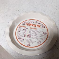 Big Pumpkin Pie Ceramic Pan With Instructions