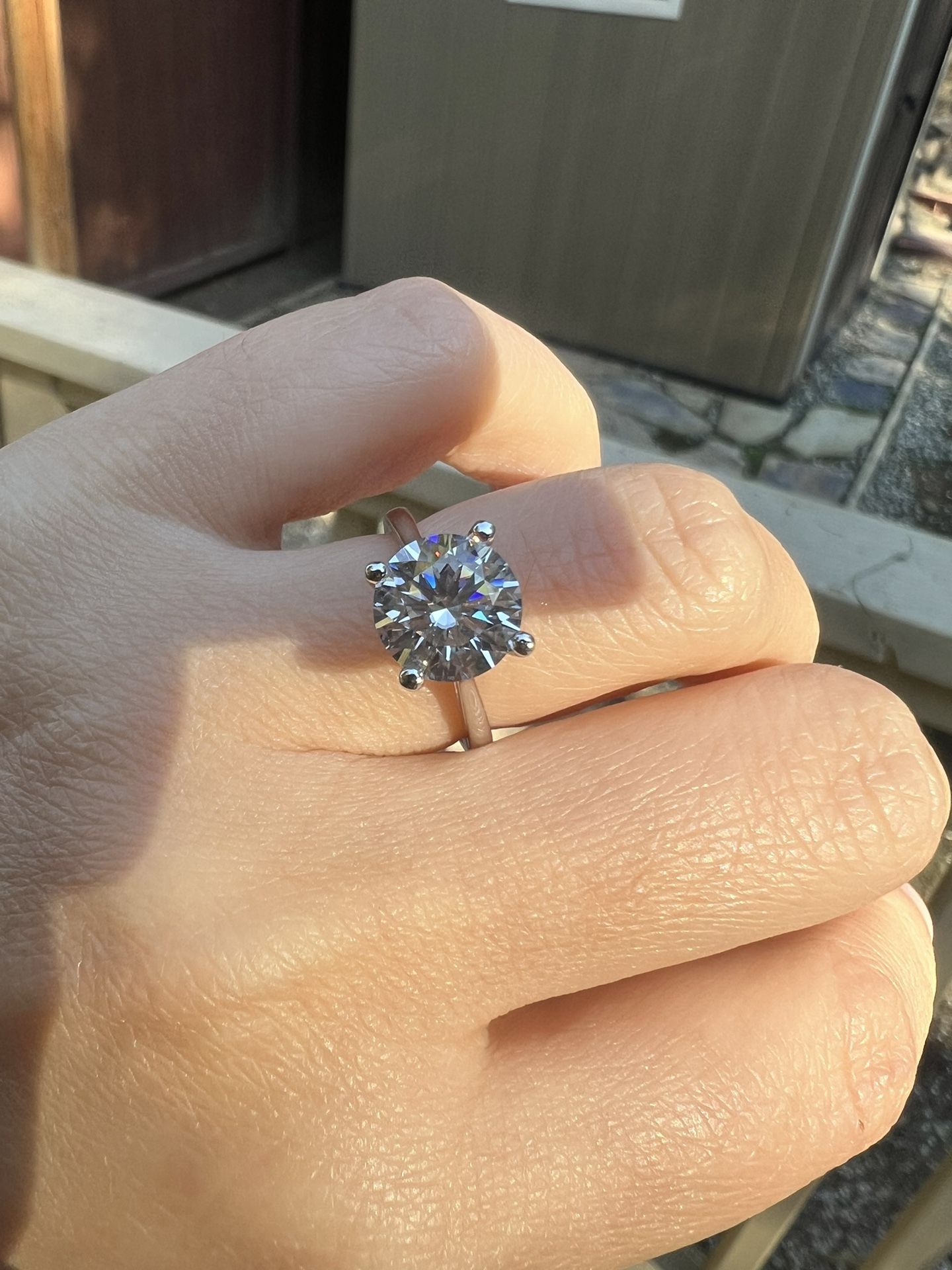 New Moissanite 10H10A Engagement Ring 3CT 18K White Gold Plated Sterling Silver