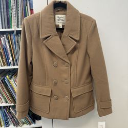 Maralyn & Me Camel Pea Coat Jacket, Size Large New With Tags