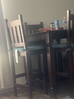 Dark Wood Bar Height Dining Set with Chairs