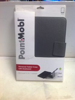 Brand New PointMobi Universal Tablet Case with Rechargeable Bluetooth Keyboard 9-10.1"
