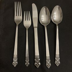 CAMBRIDGE STAINLESS FLATWARE CBS1 MID CENTURY MODERN MCM 5 PC SILVERWARE