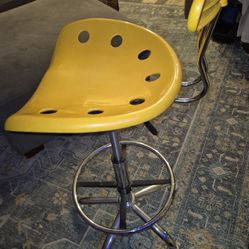 Yellow Retro Bar Swivel  Stool 