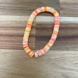 Orange and Yellow Beaded Stretch Bracelet- homemade 