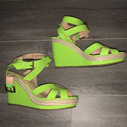 Gorgeous Green New Wedges  Size 7 