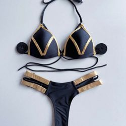 Black And Gold Bikini Set 