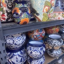 Talavera Pottery $$Vary Pots, Bird Baths, Hanging Pots And More