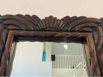 Hand carved mesquite wall mirror