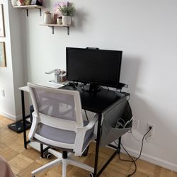 Desk + Ergonomic Mesh Chair Set (Great Condition)