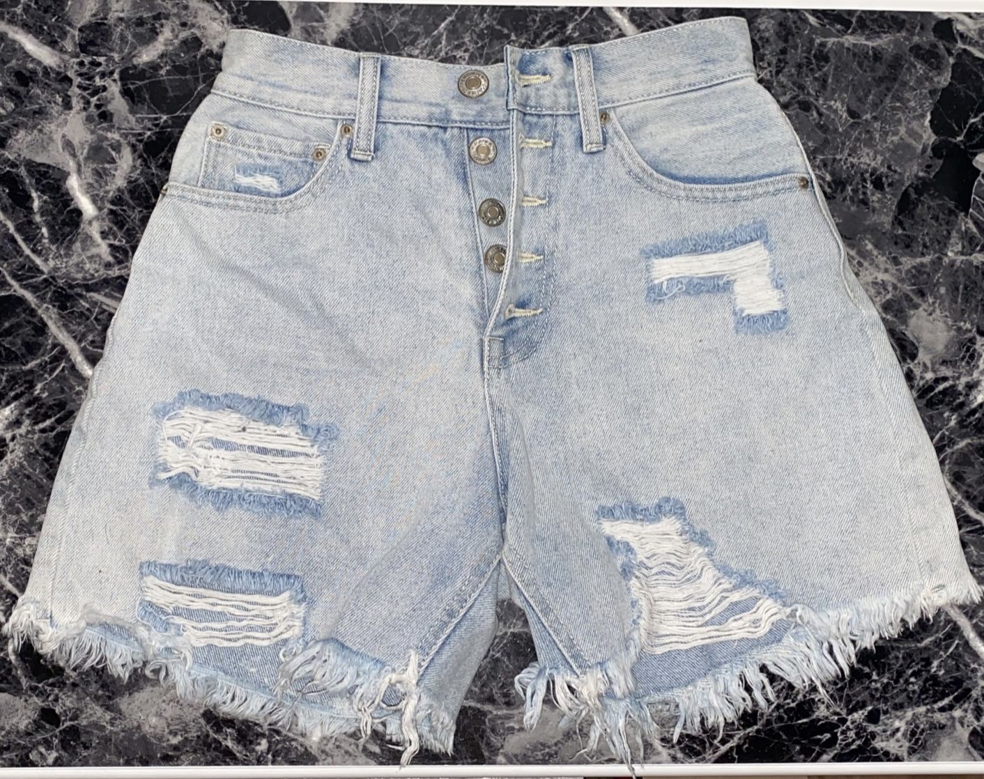 Size 24 Light Blue Distressed Forever 21 Shorts