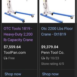 Otc Engine Hoist 2200lbs Capacity