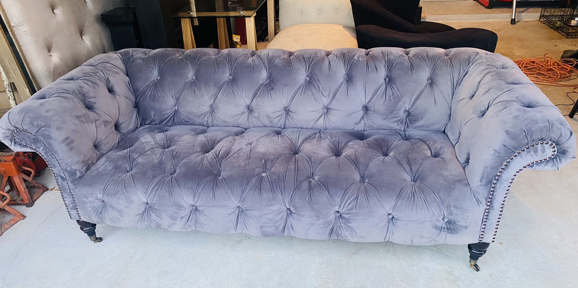 Tufted Grey Couch Sleek and Spacious