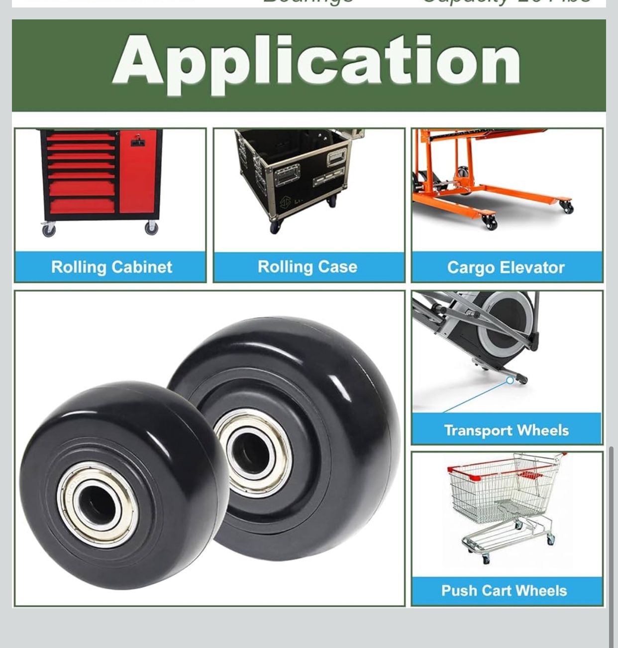 4Pcs 3 Inch Push Cart Wheels PU Caster Wheel Transport Rolling Wheels, Cargo Elevator Front Wheels,