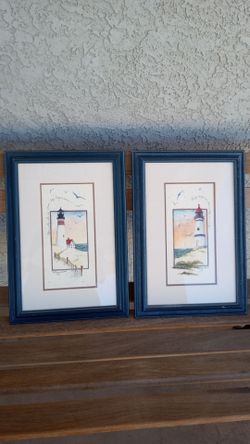 Vintage 1996 Framed Watercolor Art Prints by D. Morgan