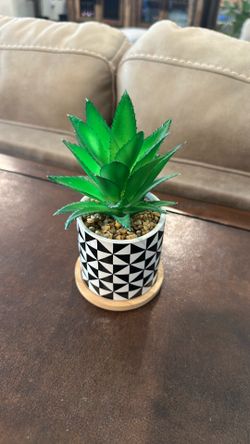 Modern Faux Succulent in Geometric Ceramic Planter