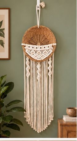 Boho Rattan Macrame Wall Hanging Decor