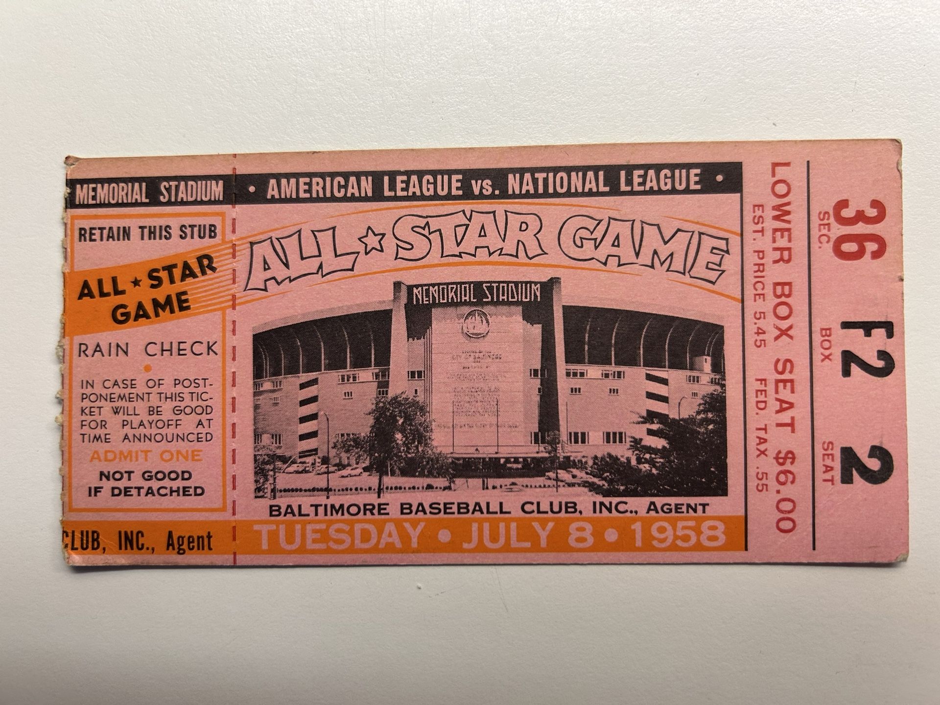 ALL STAR GAME MLB TICKET STUB