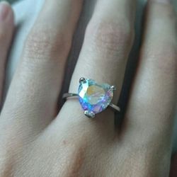Rose Rainbow Topaz 925 Sterling Silver Filled Ring