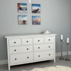 New Natural Wood, White 8 Drawers Dresser