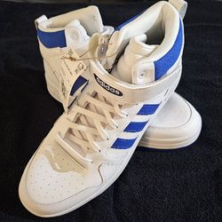 New Men's size 11 High Top Adidas, White with blue stripes