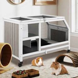 New Indoor Guinea Pig Cage for Small Animals Habitat with Wheels, Pull-Out Tray