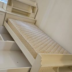 White Twin Bed With Large Under Bed Drawers 